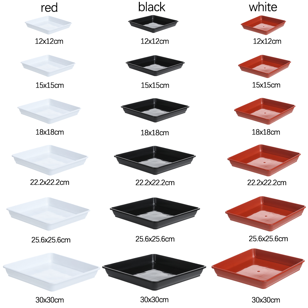 Drip Tray Saucer - กระถางดอกไม้พลาสติกทรงสี่เหลี่ยม 1 ชิ้น พร้อมถาดรองน้ำพลาสติก สำหรับปลูกต้นไม้ในร่มและกลางแจ้ง