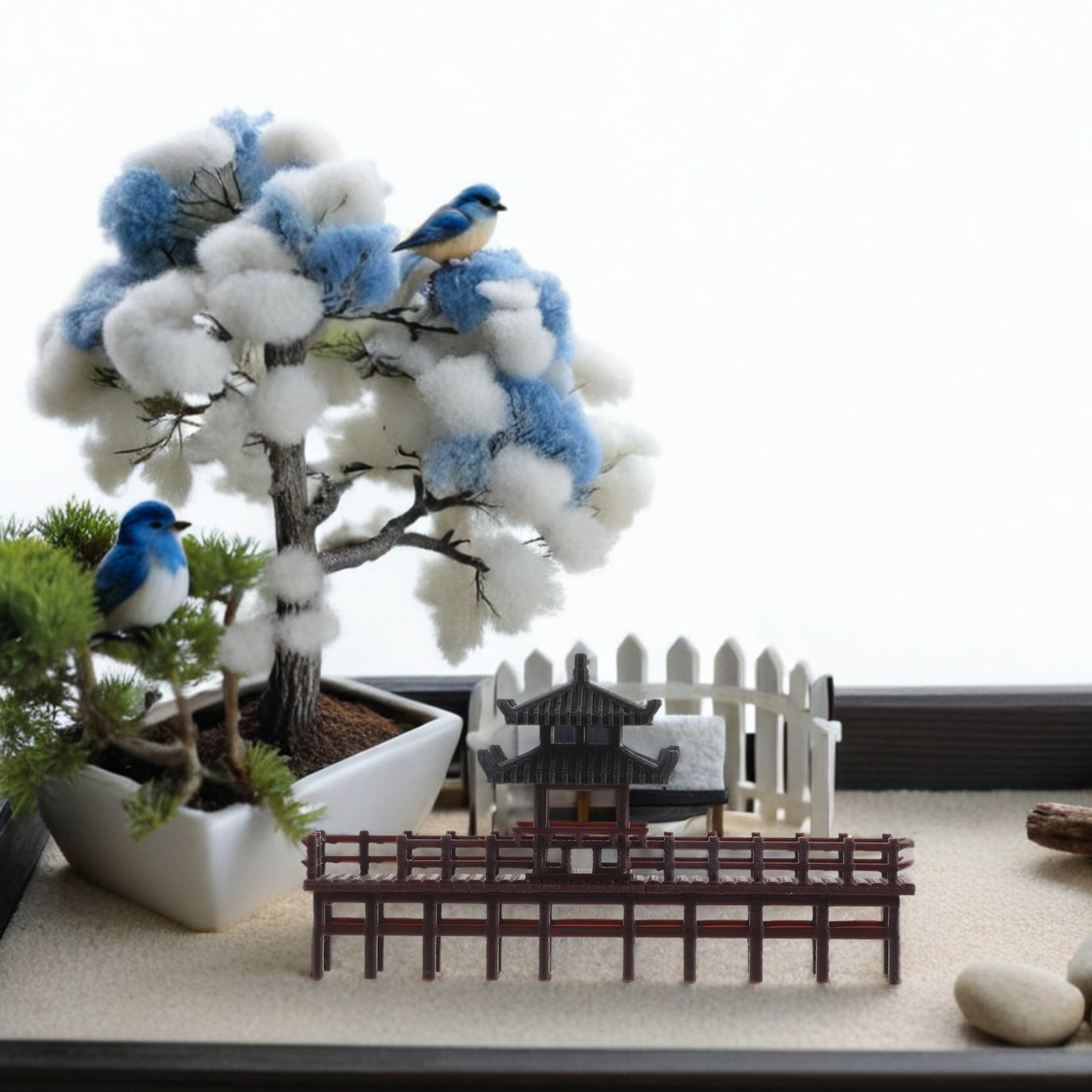 Bonsai Garden Landscape Design - ของตกแต่งรูปสะพานในศาลาจีนขนาดเล็ก ดีไซน์แบบดั้งเดิมที่สวยงาม เหมาะสำหรับตกแต่งตู้ปลา บอนไซ และสวนจิ๋ว