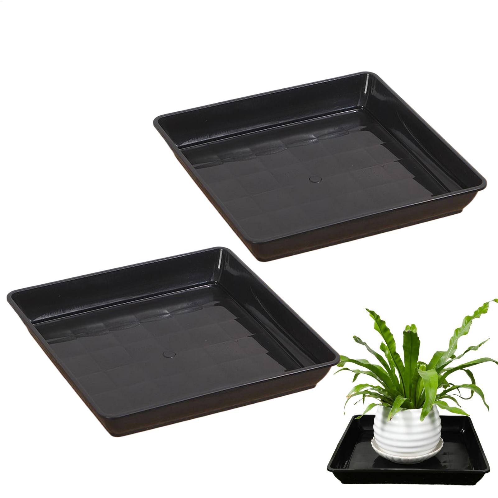 Drip Tray Saucer - ถาดรองกระถางต้นไม้ 2 ชิ้น ถาดรองน้ำทรงสี่เหลี่ยมสำหรับกระถางดอกไม้ ถาดรองน้ำสำหรับทำสวน ปลูกเมล็ดพันธุ์