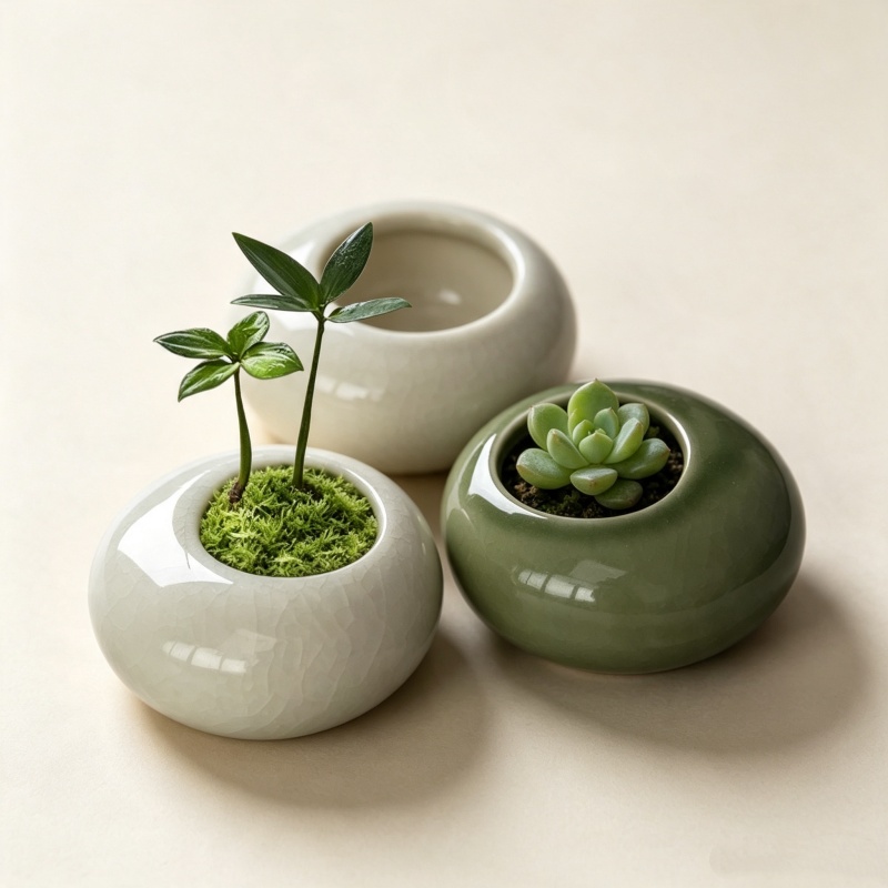 กระถางต้นไม้เคลือบเงาแบบมินิไอ - Bonsai Garden Art บทวิจารณ์และราคา