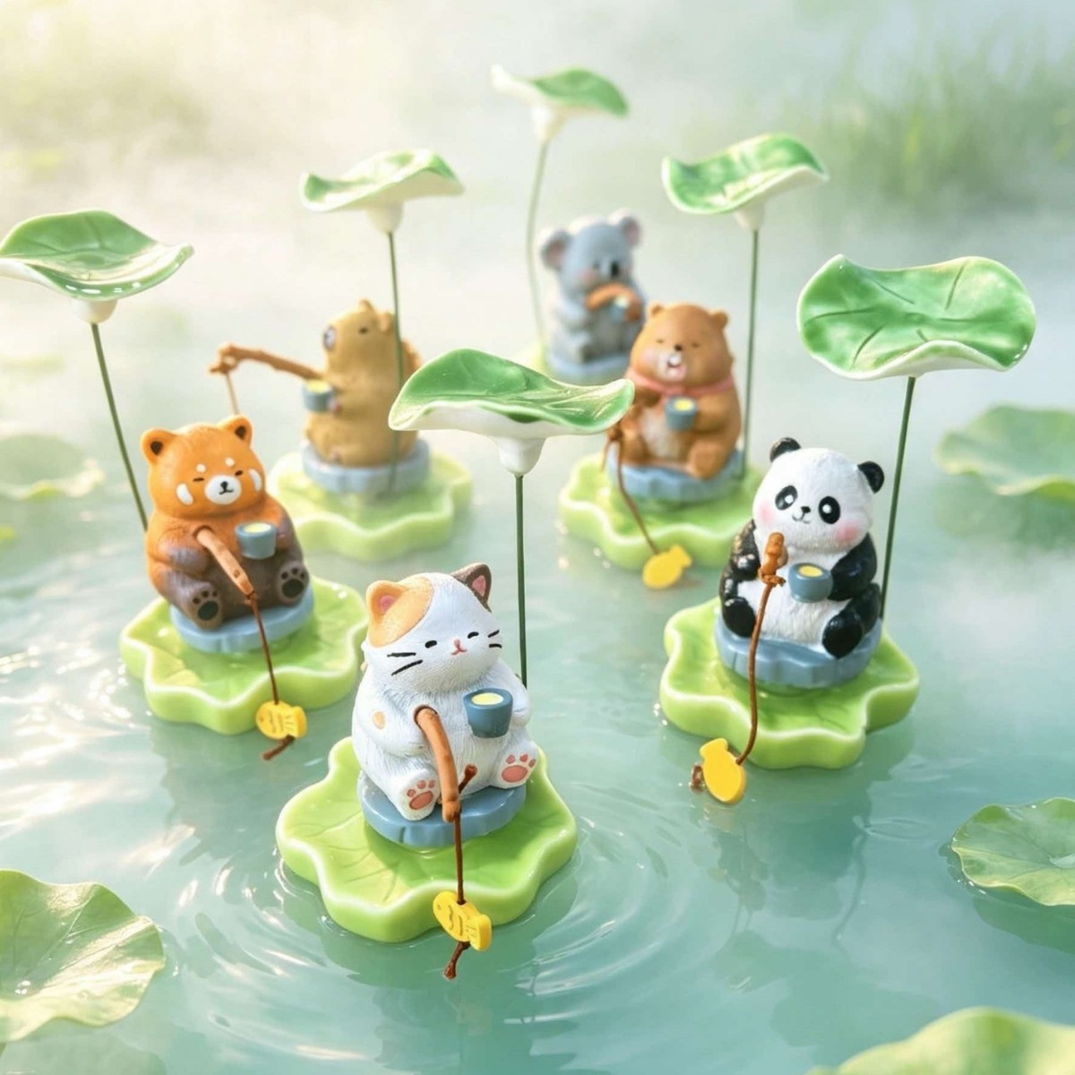 ฟิกเกอร์สัตว์ตกปลาเรซิ่นน่ารัก - Bonsai Garden Art บทวิจารณ์และราคา