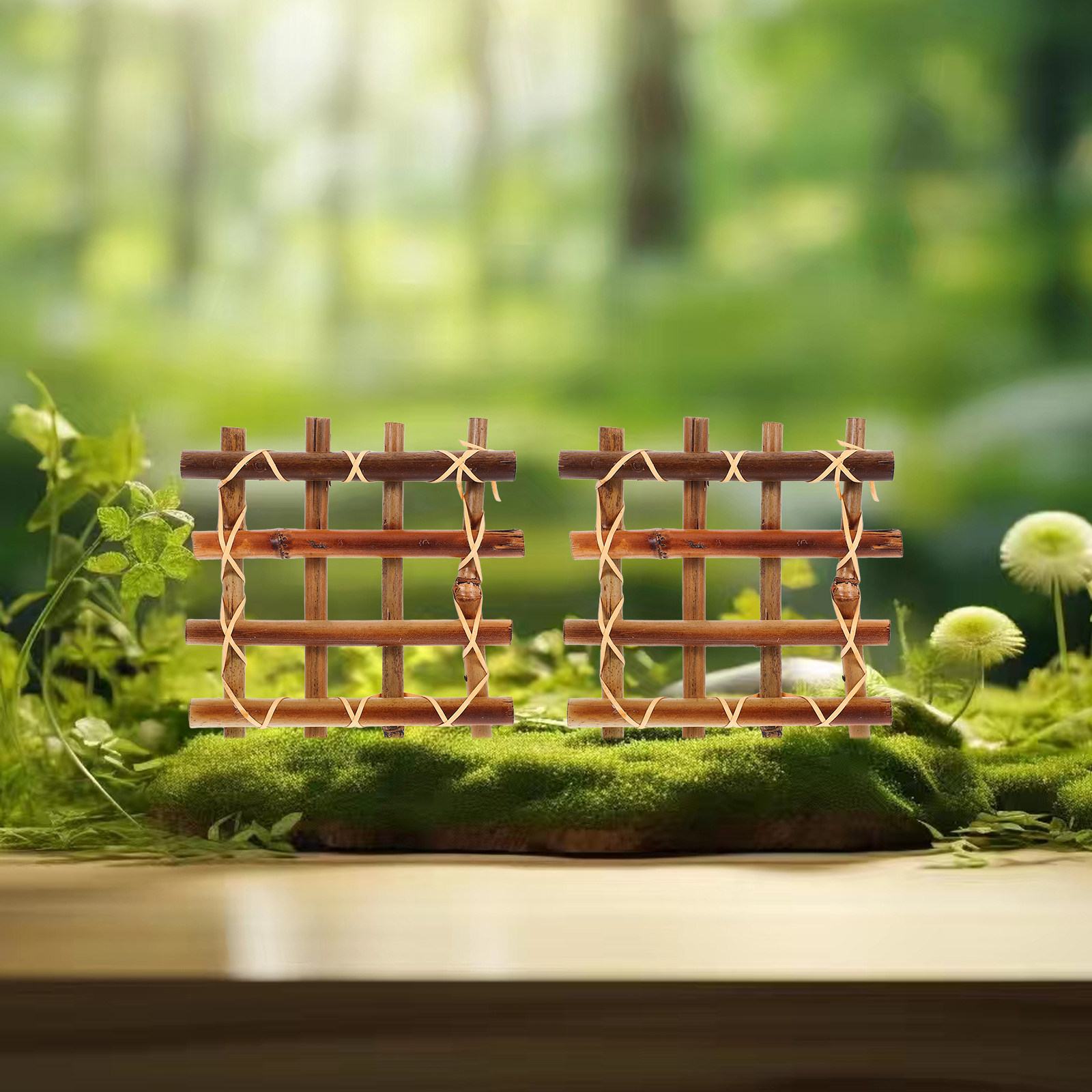 2 ชิ้น รั้วไม้ไผ่ ลายตารางจิ๋ว - Bonsai Garden Landscape Design บทวิจารณ์และราคา