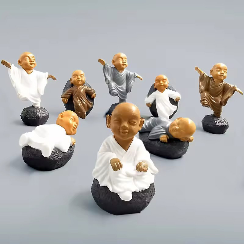รูปปั้นพระสงฆ์กังฟูจีน 4 ชิ้น  - Bonsai Garden Art บทวิจารณ์และราคา