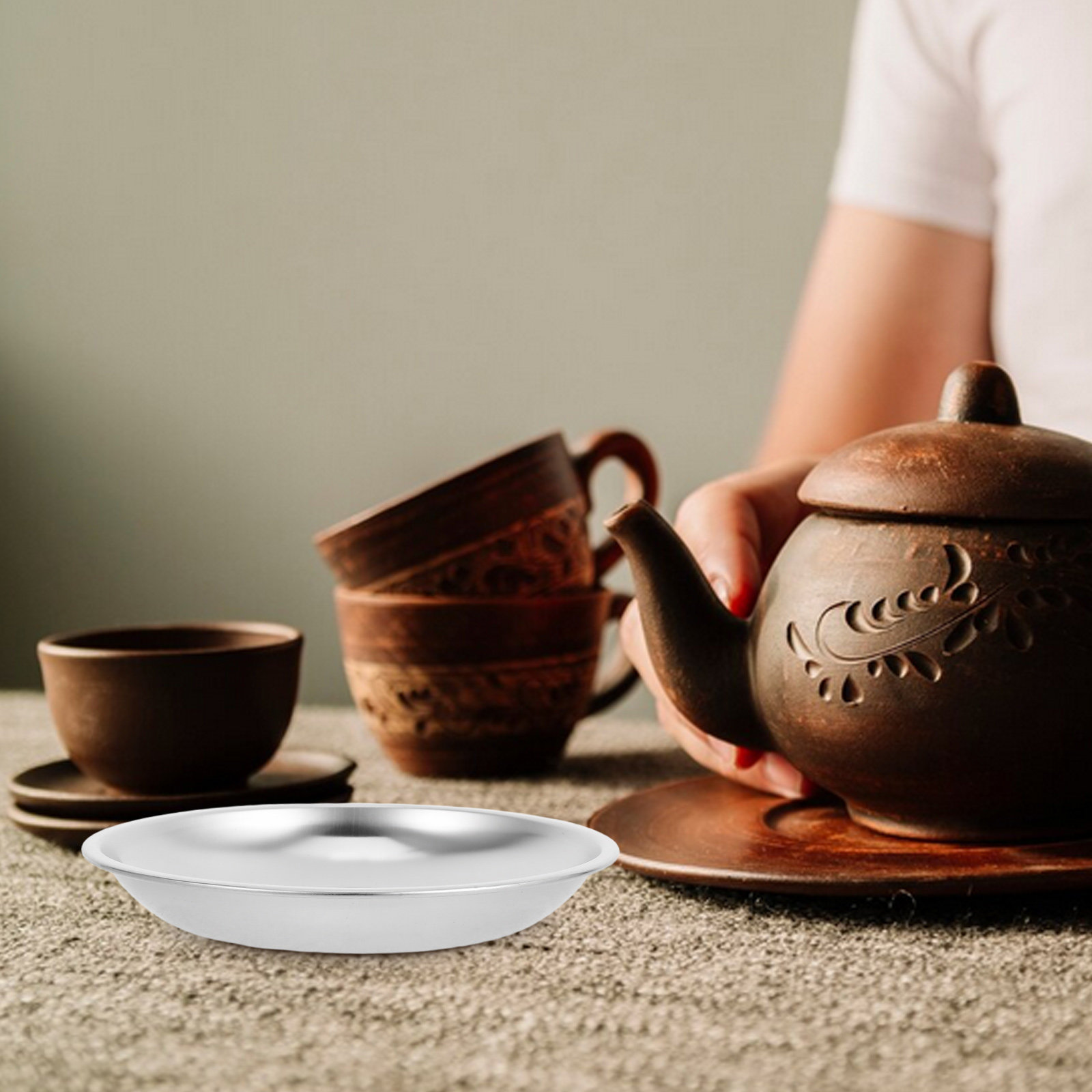 จานรองถุงชาสแตนเลสทรงกลม ถาดรอ - Drip Tray Saucer บทวิจารณ์และราคา